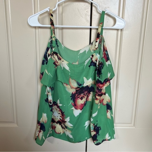 CAbi Green Floral Bloom Cami Spaghetti Strap Blouse Size Small - Picture 4 of 11